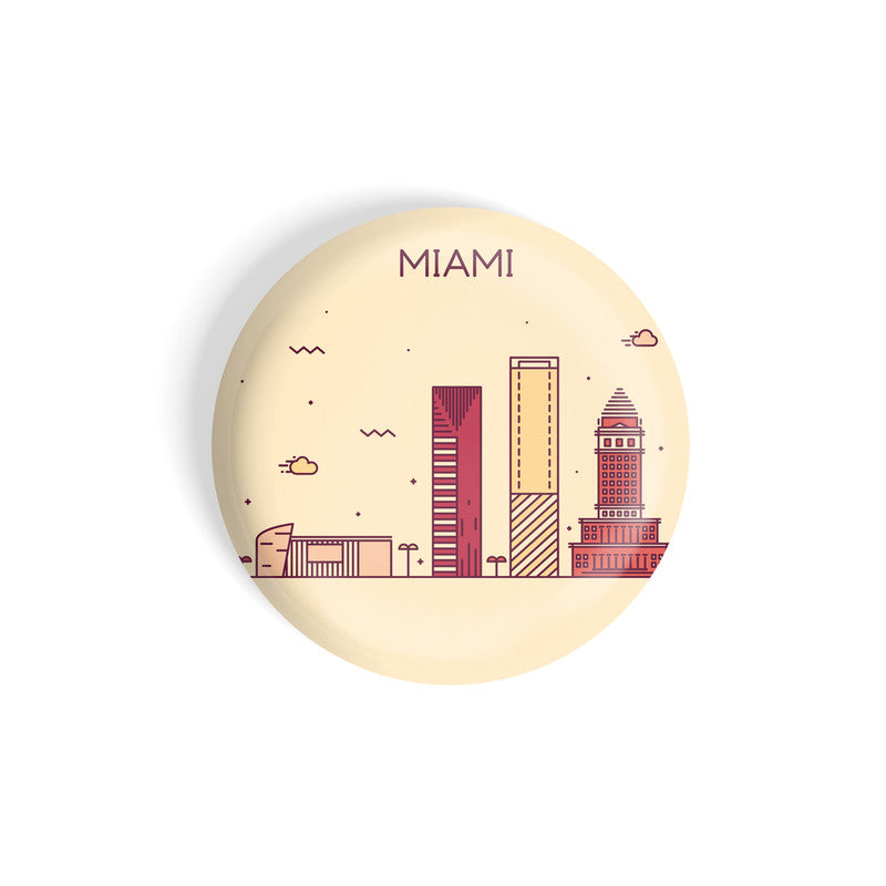 dhcrafts Round Fridge Magnet Brown Color Miami Glossy Finish Design Pack of 1 (58 mm)